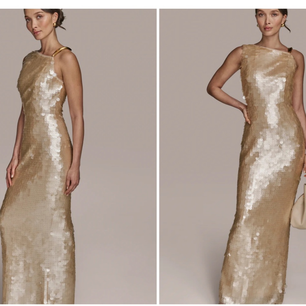 Donna Karan sequin asymmetry dress